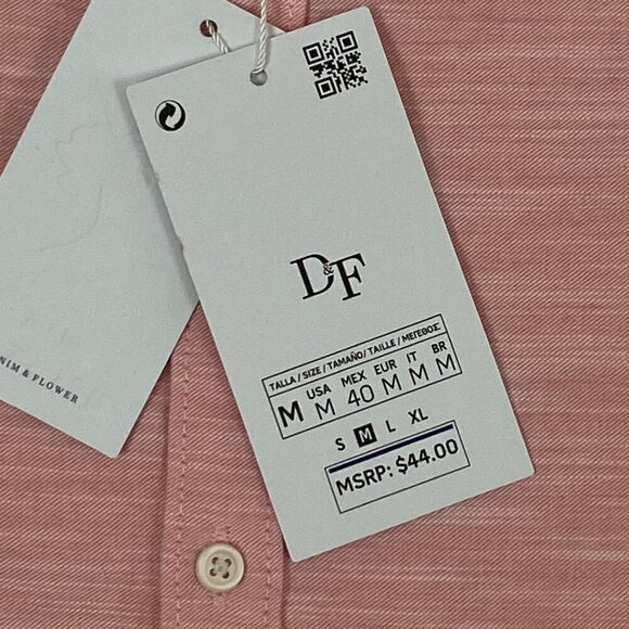 NEW Denim & Flower Shirt Short Sleeve Button Down Sz Medium Pink - Picture 8 of 9